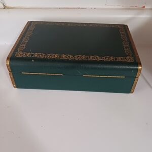 Green Jewelry Box Lock Vintage Lined